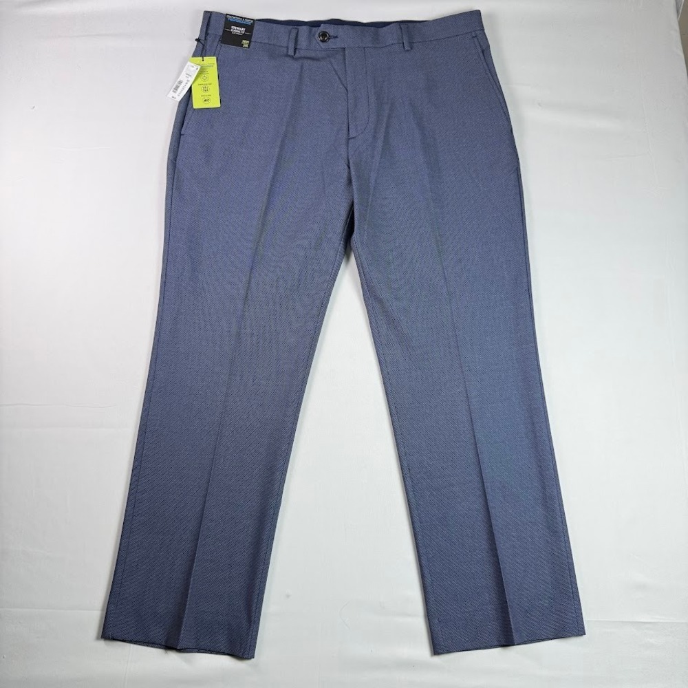 Roundtree & Yorke Performance Stewart Classic Fit Blue Textured Pants 38x29 Golf